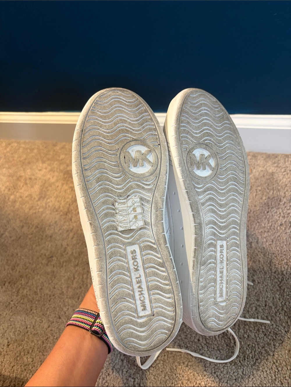Michael Kors Shea White Leather High Top Sneakers Gold Hardware Size 6 - Picture 7 of 7